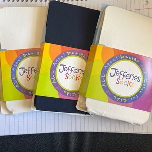 (3) Jefferies Socks 2 White and 1 Navy Girls Tights (1 navy blue, 2 white)
